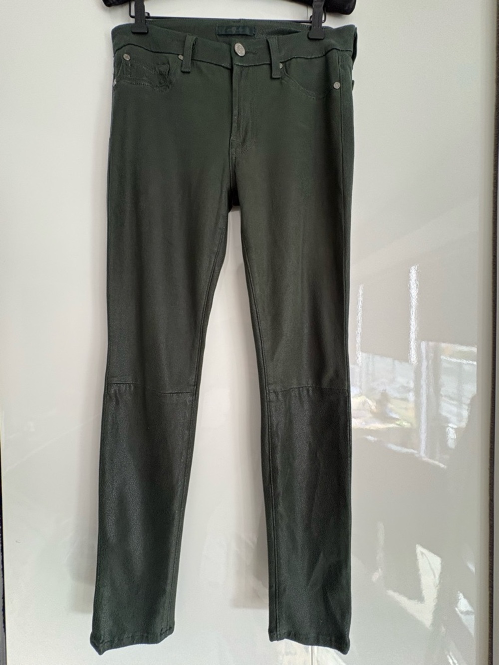 7 FOR ALL MANKIND Green Embossed Skinny Jegging, size  27
